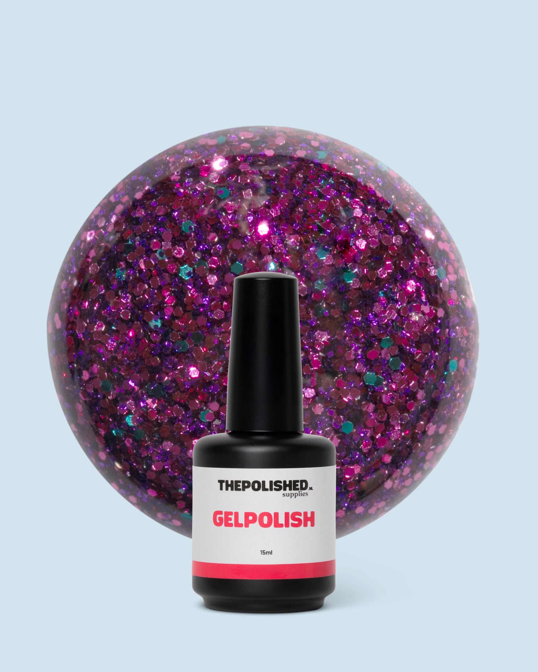 Twilight Blush glitter gelpolish 15 ml van The Polished, roze tint met glinsterende accenten.