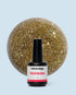 Caramel Calm glitter gelpolish 15 ml van The Polished, zachte nude-karamel tint met glinsterende accenten.