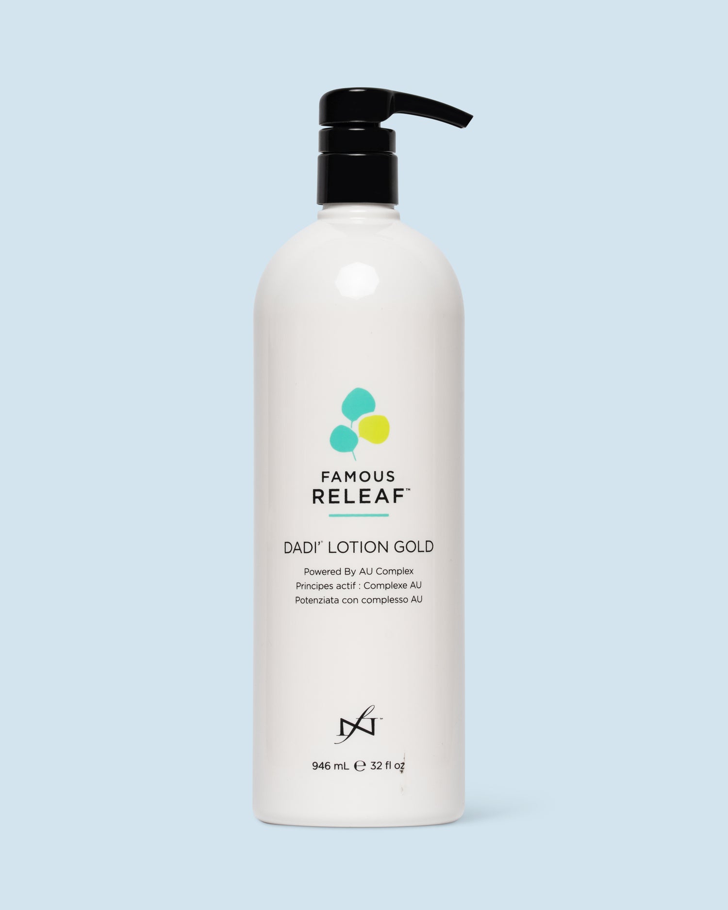 Dadi’ Lotion Gold 946 ml van Famous Names – rijke hydraterende lotion met voedende oliën en luxe gouden formule voor een zachte, stralende huid.