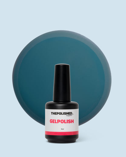 Frosted Lake gelpolish 15 ml van The Polished – elegante blauwgrijze kleur met een frisse, bevroren lake-achtige look.