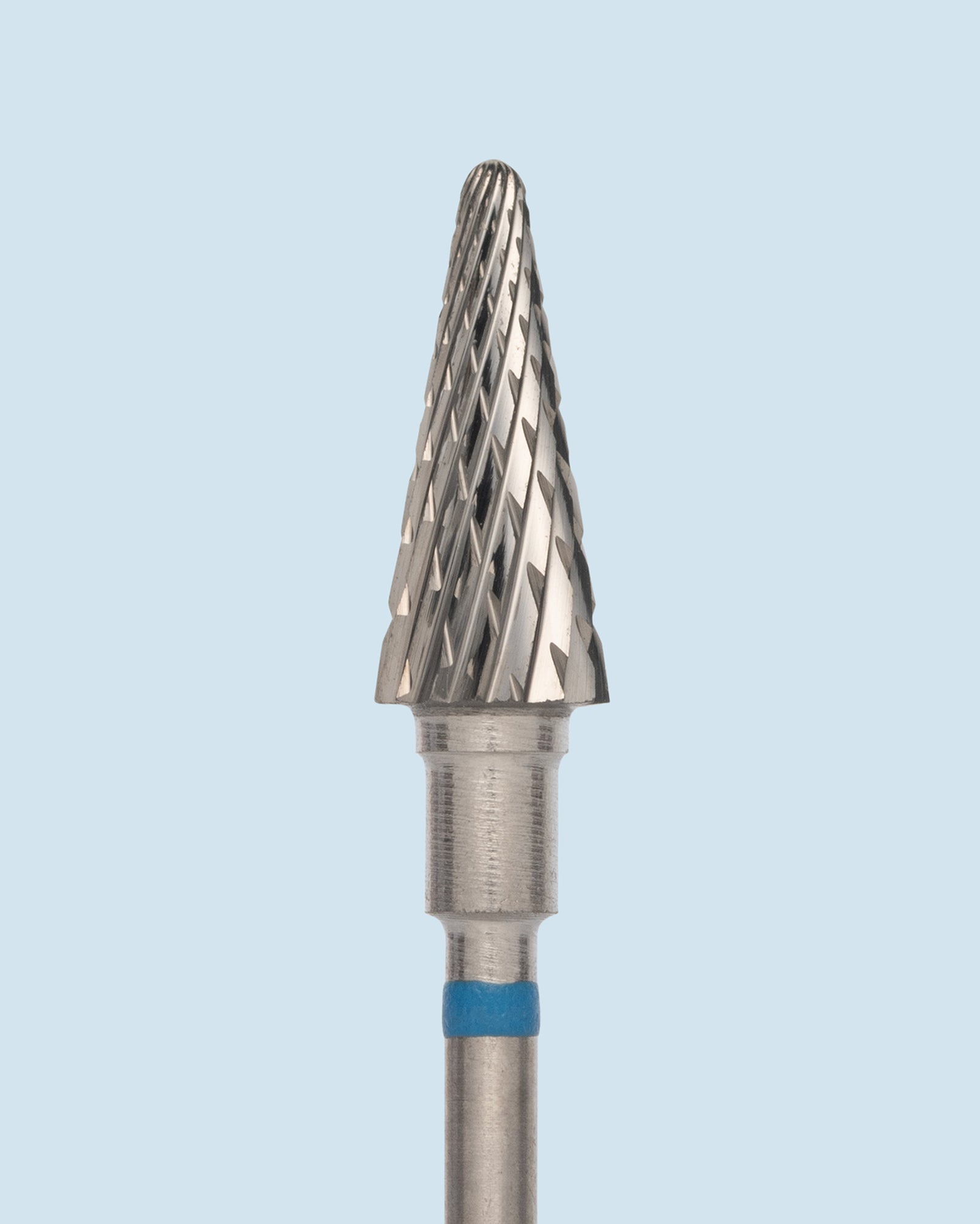 HEAD Carbide Cone blue – professioneel blauw conisch carbide bitje voor krachtig vijlen en verwijderen van kunstproduct.