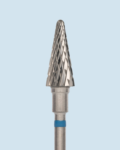 HEAD Carbide Cone blue – professioneel blauw conisch carbide bitje voor krachtig vijlen en verwijderen van kunstproduct.