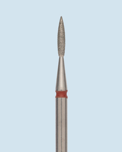 HEAD diamond Flame Sharp red – rood vlamvormig diamantbitje voor professionele nagelfreesbehandelingen.