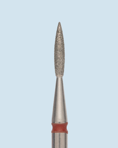 HEAD diamond Flame Sharp red – rood vlamvormig diamantbitje voor professionele nagelfreesbehandelingen.