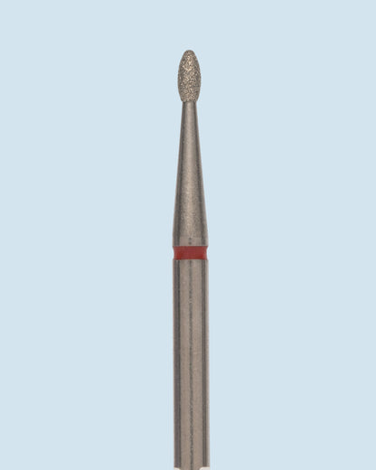 HEAD diamond bur Olive rood – olijfvormig rood diamantbitje voor professionele cuticle care en precisiewerk.