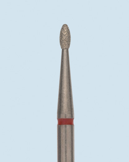 HEAD diamond bur Olive rood – olijfvormig rood diamantbitje voor professionele cuticle care en precisiewerk.