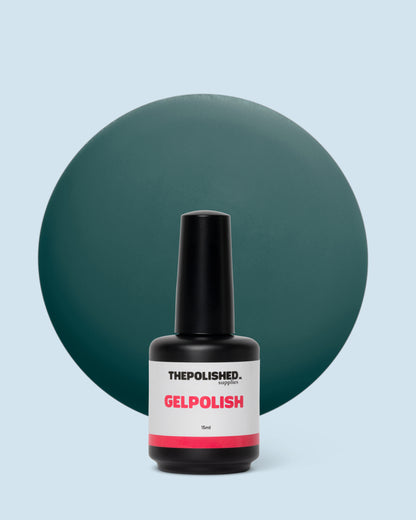 Secret Forest gelpolish 15 ml van The Polished – rijke bosgroene kleur met een elegante, mysterieuze uitstraling.