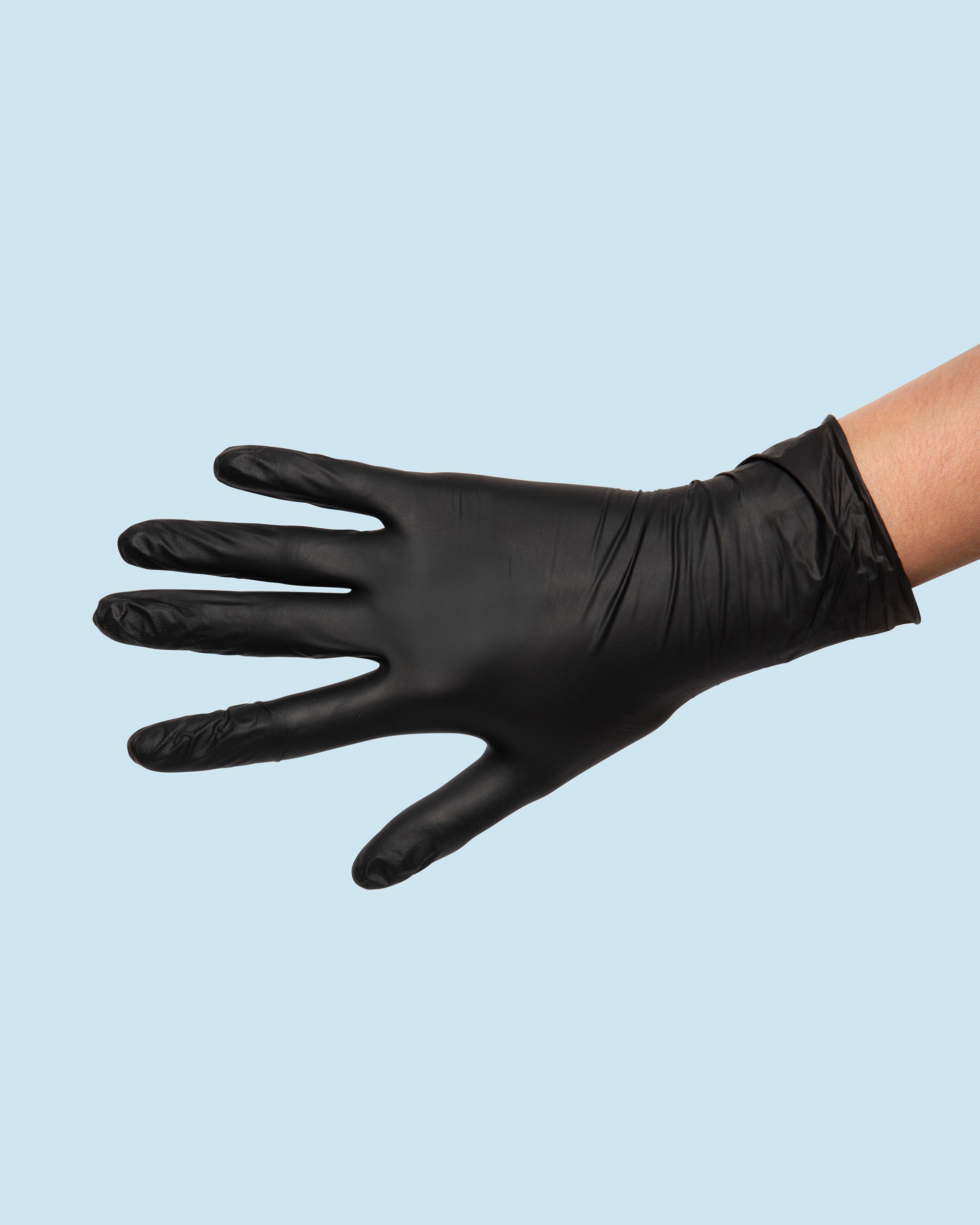 Soft nitril handschoen zwart, poedervrij en flexibel voor hygiënisch werken.