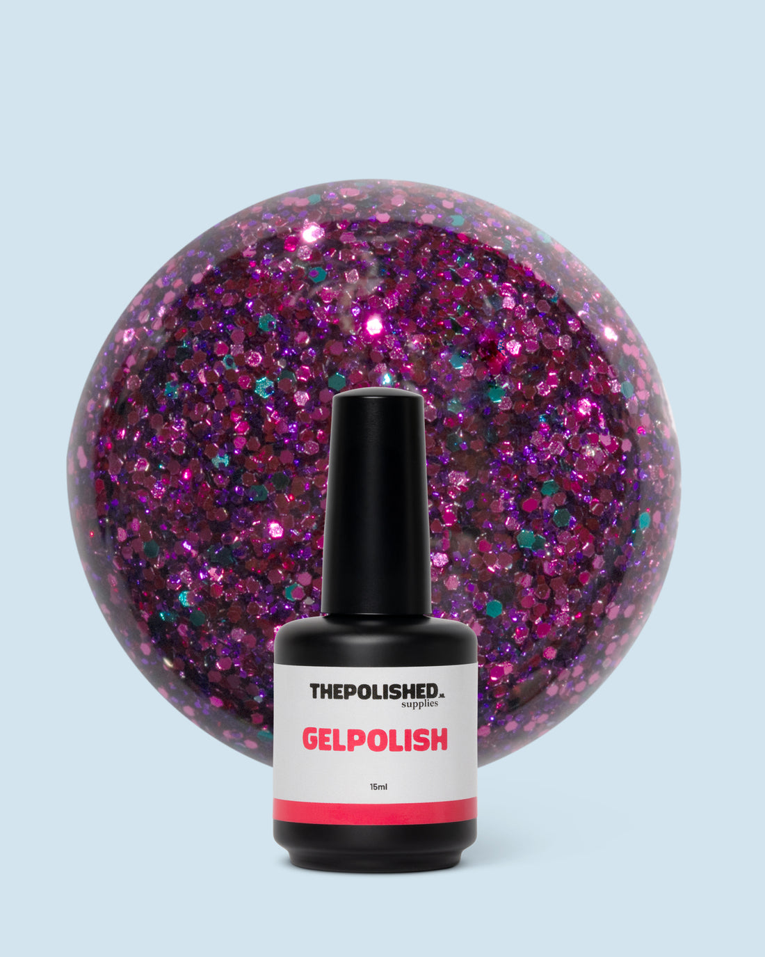 Twilight Blush glitter gelpolish 15 ml van The Polished, roze tint met glinsterende accenten.