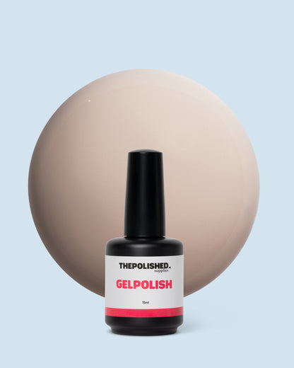 Vanilla Dust gelpolish 15 ml van The Polished – elegante vanillekleurige nude tint met een zachte, frisse look.