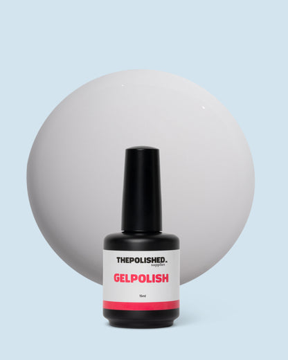 Wit gelpolish 15 ml van The Polished – klassieke helderwitte kleur met een frisse, strakke uitstraling.